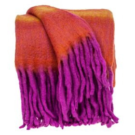 Boho Orange And Purple Wool Blend Throw Blanket