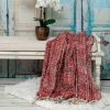 Boho Red And Purple Basketweave Throw Blanket