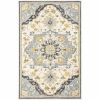 10' X 13' Blue And Ivory Bohemian Rug