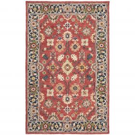 10' X 13' Red And Blue Bohemian Rug