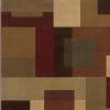 5' X 8' Red And Tan Geometric Area Rug