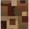5' X 8' Red And Tan Geometric Area Rug