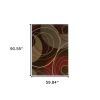 5' X 8' Brown And Red Abstract Area Rug