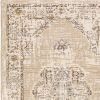 2' X 8' Beige And Ivory Center Jewel Runner Rug
