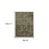 7' X 9' Green And Brown Floral Area Rug