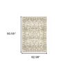 5' X 8' Beige And Ivory Medallion Area Rug