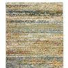 3' X 12' Gold And Green Abstract Runner Rug