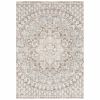 5' X 8' Ivory Grey Distresed Oversize Medallion Indoor Area Rug