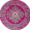 8' Fuchsia Round Power Loom Area Rug