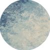5' Ivory And Blue Round Abstract Power Loom Area Rug