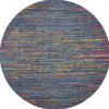 5' Blue And Orange Round Abstract Power Loom Area Rug