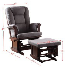 ACME Aeron Chair & Ottoman in Gray Microfiber & Cherry 59338