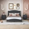 3 Pieces Bedroom Set. Queen Size Leather Upholstered Platform Bed, 2 Nightstands w/2 Drawers , Black