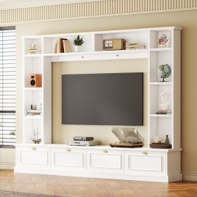 ON-TREND Large Wall Unit Entertainment Center w/Bookshelves TVs Up to 78'', w/Cabinets