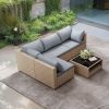 5-Piece Patio Furniture Set, All-Weather Sectional Sofa w/Water Resistant Cushions (grey)