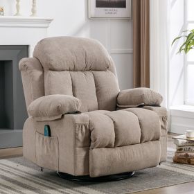 Vanbow, heated massage reclining chair, w/USB, 2 cup holders inside pockets, Package A&B (Beige)