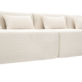 143.7" Upholstered Sofa, 2 Chaise Lounge and 5 Back Pillows, Beige
