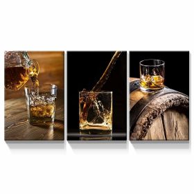 3 Panels Framed Canvas Whiskey Wall Art Decor,3 Pieces Modern Canvas Painting Decoration Painting