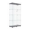 Two Door Glass Display Cabinet with 4 Shelves, Black