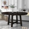 Farmhouse Round Extendable Dining Table with 16" (Espresso)