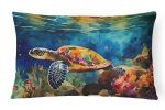 Nautical Collection Throw Pillow Throw Indoor/Outdoor Washable, Loggerhead Sea Turtle 2808,12Hx16W