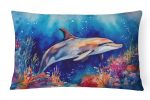 Nautical Collection Throw Pillow Throw Indoor/Outdoor Washable, Dolphin 2783,12Hx16W