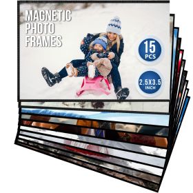 15 Pack 2.5x3.5" Magnetic Picture Frames for fridge Wallet Small Magnet Picture Frames