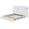 Full Size Murphy Wall Bed w/drawer, Sockets & USB Ports, Pulley Structure Design, White