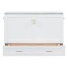 Full Size Murphy Wall Bed w/drawer, Sockets & USB Ports, Pulley Structure Design, White