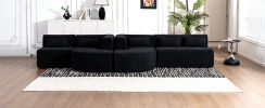 143.7" Upholstered Sofa with 2 Chaise Lounge,5 Back Pillows, Black