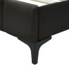 3 Pieces Bedroom Set. Queen Size Leather Upholstered Platform Bed, 2 Nightstands w/2 Drawers , Black