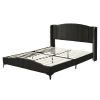 3 Pieces Bedroom Set. Queen Size Leather Upholstered Platform Bed, 2 Nightstands w/2 Drawers , Black