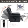 Power Lift Recliner Chair Heat Massage Dual Motor Infinite Position, Genuine Leather, USB Ports, Black