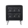 3 Pieces Bedroom Set. Queen Size Leather Upholstered Platform Bed, 2 Nightstands w/2 Drawers , Black