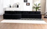 143.7" Upholstered Sofa with 2 Chaise Lounge,5 Back Pillows, Black