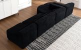 143.7" Upholstered Sofa with 2 Chaise Lounge,5 Back Pillows, Black
