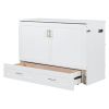 Full Size Murphy Wall Bed w/drawer, Sockets & USB Ports, Pulley Structure Design, White