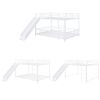 Full Size Metal Bunk Bed with Slide and Guardrails, White
