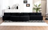 143.7" Upholstered Sofa with 2 Chaise Lounge,5 Back Pillows, Black