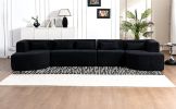 143.7" Upholstered Sofa with 2 Chaise Lounge,5 Back Pillows, Black