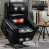 Power Lift Recliner Chair Heat Massage Dual Motor Infinite Position, Genuine Leather, USB Ports, Black
