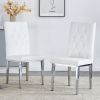 2-piece dining chair set, modern style kitchen soft cushion high backrest, with embedded buttons, metal leg office chair, suitable for restaurants