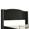 3 Pieces Bedroom Set. Queen Size Leather Upholstered Platform Bed, 2 Nightstands w/2 Drawers , Black