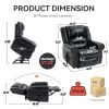 Power Lift Recliner Chair Heat Massage Dual Motor Infinite Position, Genuine Leather, USB Ports, Black