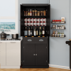 71" Kitchen Pantry Storage Cabinet, w/4 Doors, Drawer, 2 Adjustable Shelves, Freestanding-Black