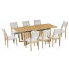 TOPMAX Farmhouse 9-Piece 83.9inch Extendable Dining Table,2 12-inch Removable Leaves, 8 Chairs