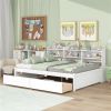 Full Bed w/Side Bookcase, Drawers, White