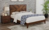 Mid-Century Modern Full Platform Bed Wood Slat Support, Walnut