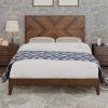 Mid-Century Modern Full Platform Bed Wood Slat Support, Walnut