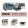 5-Piece Patio Furniture Set, All-Weather Sectional Sofa w/Water Resistant Cushions (grey)
